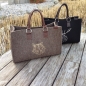 Tasche Shopper SARAH natur meliert mit Appilkation Tiger Swarovski Elements